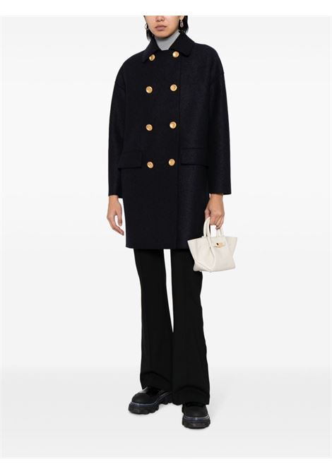 Navy blue Mac double-breasted virgin wool coat Harris wharf london - women HARRIS WHARF LONDON | A1327MLK362